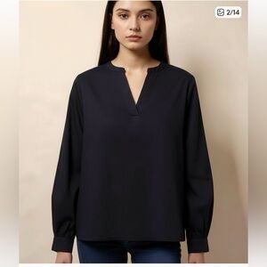 NEW Madewell Navy V-Neck Long Sleeve Blouse Women’s Sz S Romantic Boho